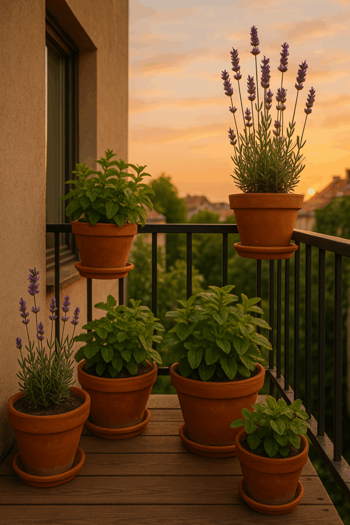 Laweda, mieta na balkonie